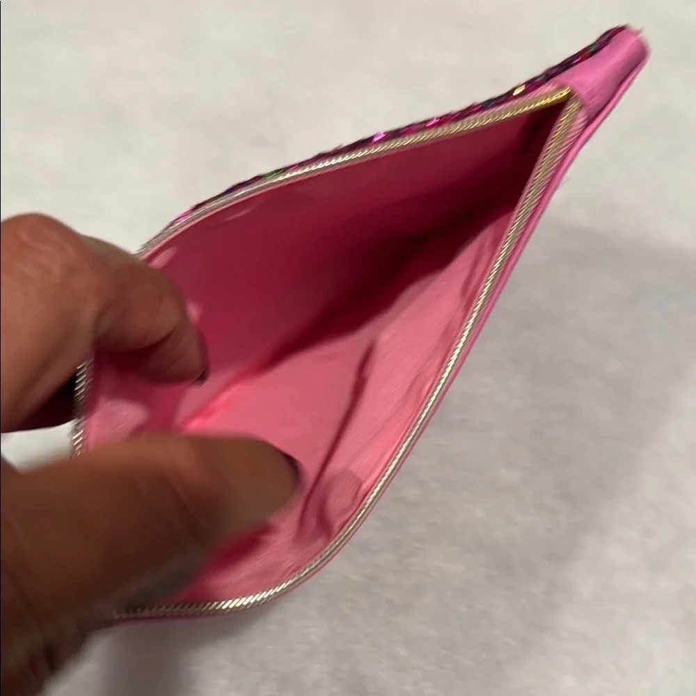 Ipsy Glitter Pink and Green Cosmetic Bags
